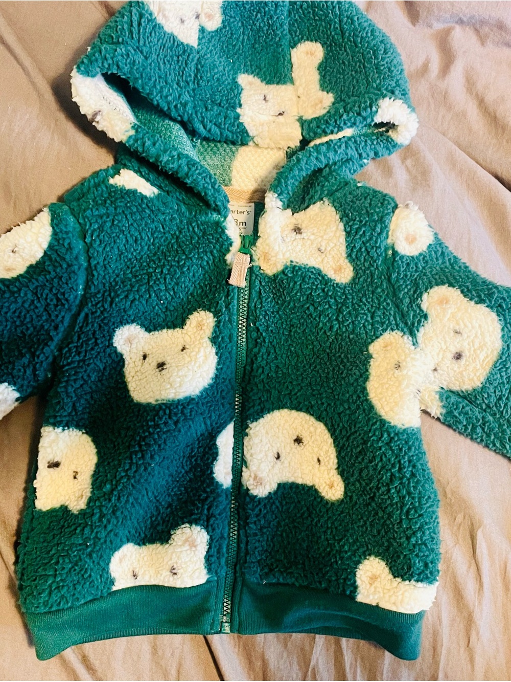 Carter's Forest green Teddy Sherpa Zip Hoodie for Kids 18m